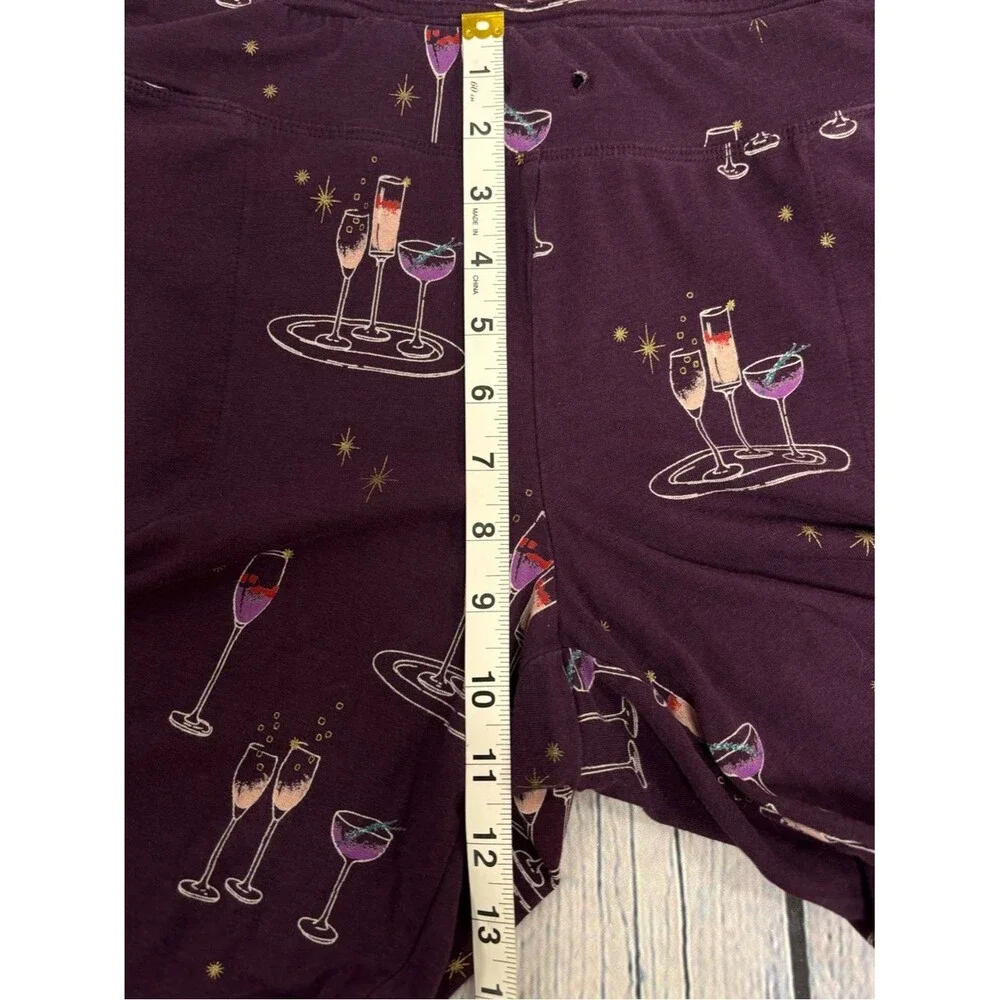 Soma Purple Champagne Toast Cheers Loungewear Holiday Cabincore Pajamas Set M